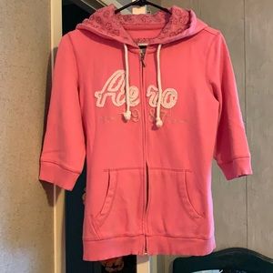 Half sleeve zip up hoodie